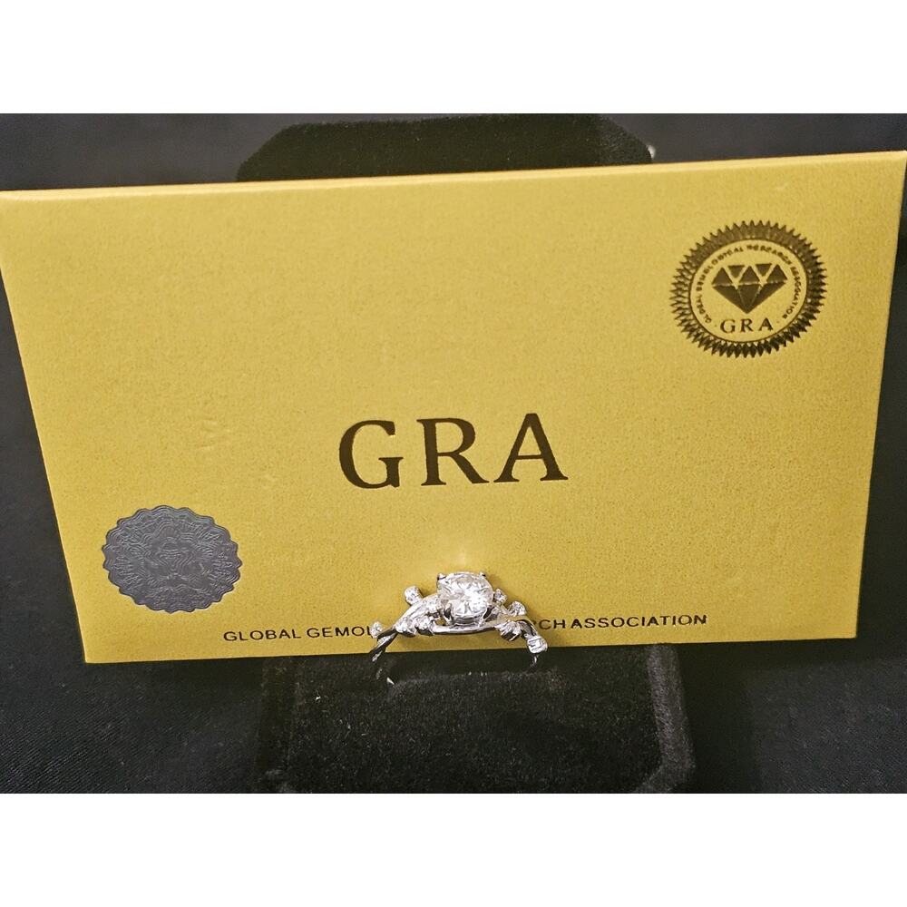 Sz7 solid silver-1.0carat Moissanite round Ring GRA Certified